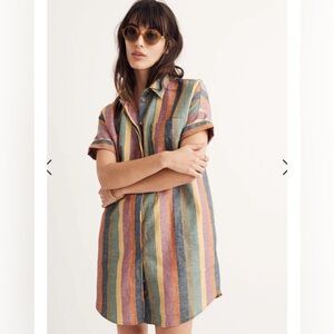 Madewell Courier Shirtdress in Rainbow Stripe Small